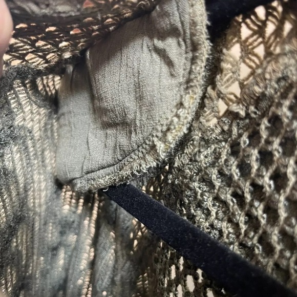 Bohemian Textured VTG Bizzarro Blouse/sweater Lace Crochet Velour Italy size M/L - Picture 7 of 10